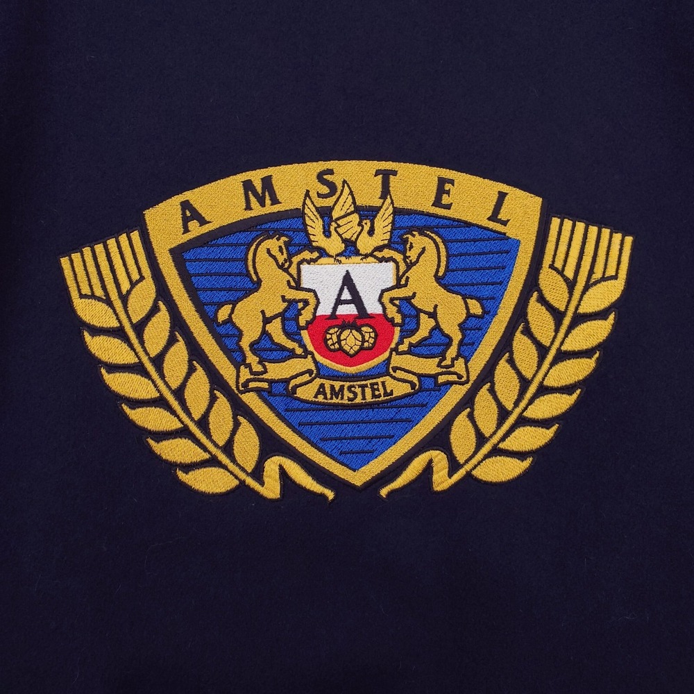 Vintage Amstel Light Jacket Mens XL Blue Tan Varsity Letterman Bomber Beer - Picture 13 of 16